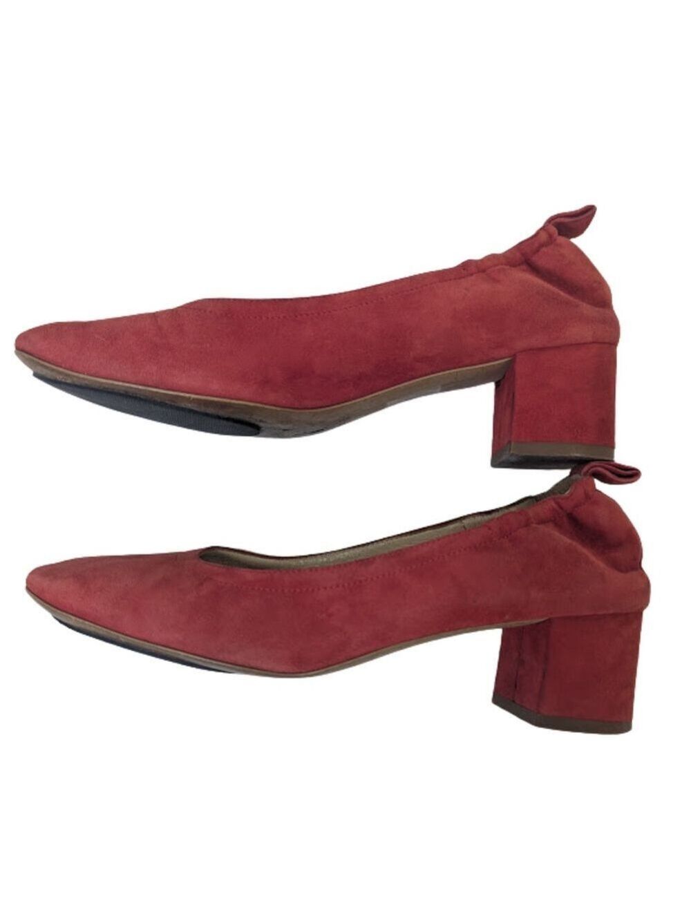 Everlane Italian Suede Day Heel • Size 8 • Soft Red Block Heel • Chic Minimalist - Picture 7 of 13